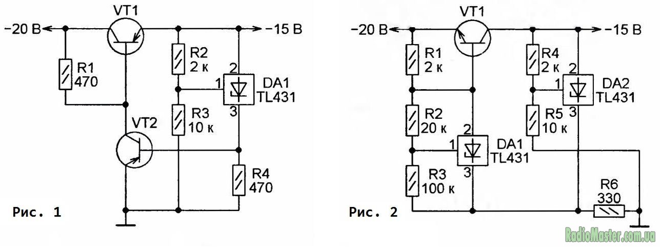 Стабилизаторы напряжения с регулирующим транзистором в минусовом проводе