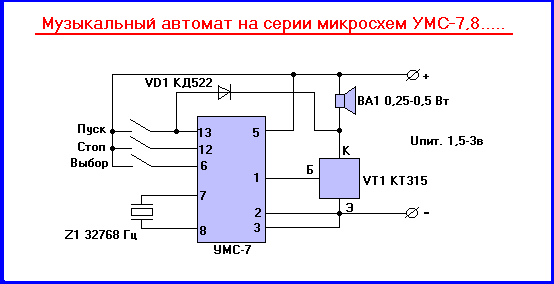 Музыкальный автомат на микросхеме серии УМС-7,8